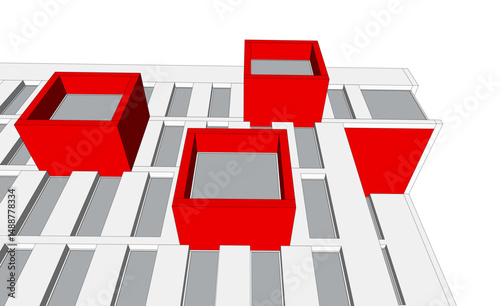 Abstract architectural building 3d rendering