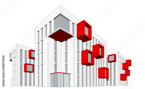 Abstract architectural building 3d rendering