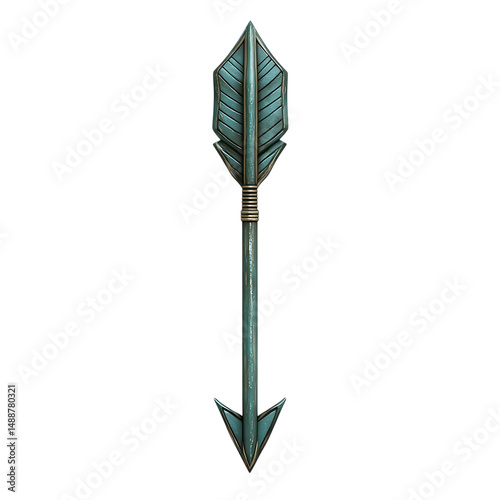 Contemporary Arrow with Crisp Detailing in Muted Te Isolated on Transparent Background