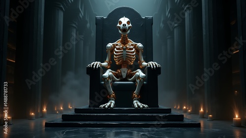 Detailed skeleton throne image royalty free stock photo