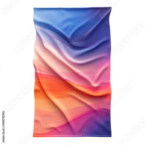 Modern Beach Towel with Large Asymmetric Digital Gr Isolated on Transparent Background