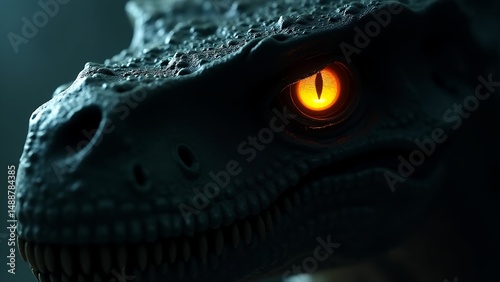 Dramatic close up of a large reptile eye dark background