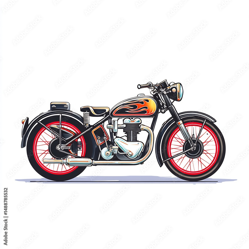 Fototapeta premium Classic vintage motorcycle with flames