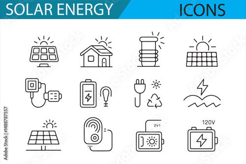 Simple Solar Power and Green Energy Icons for Digital Art