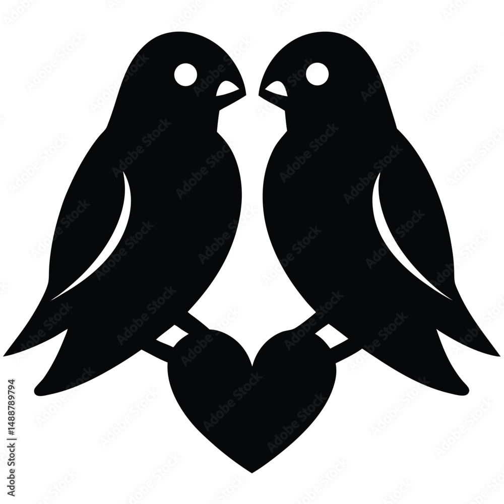 Fototapeta premium lovebirds-sitting-together-silhouette-vector-- (1).eps