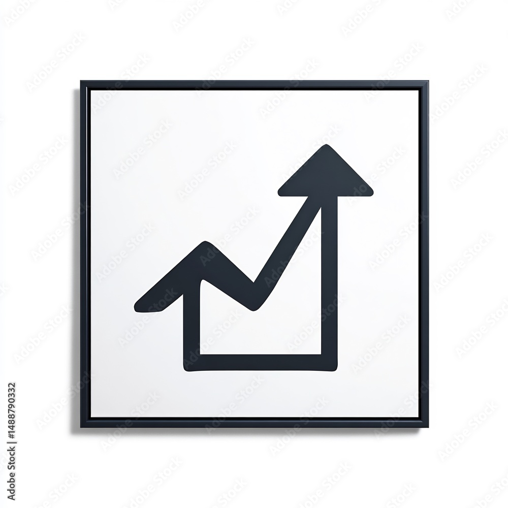 Graph Arrow Rising in Square Frame Graph Arrow Rising in Square Frame