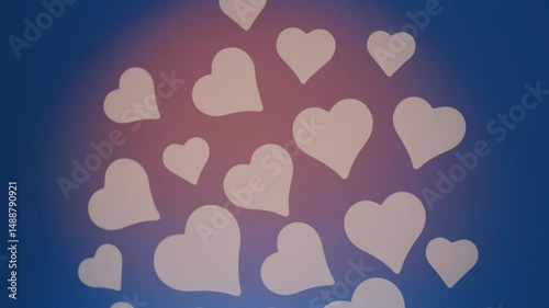 Colorful hearts pattern on a blue background creating a playful and cheerful atmosphere for decor