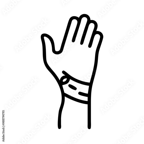 Wrist with compression bandage illustration on white background