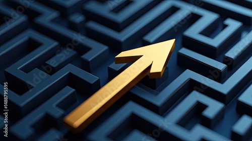 Gold arrow pointing through a complex puzzle maze.