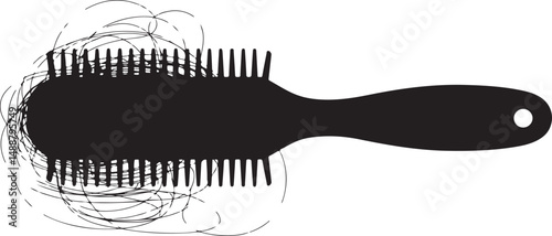 Hairbrush with Tangled Hair Abstract Silhouette