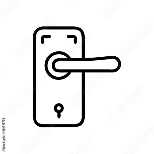 Door lock illustration with handle on white background