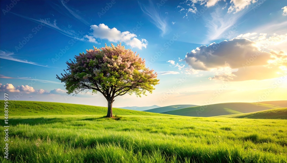 Fototapeta premium green grass and blue sky