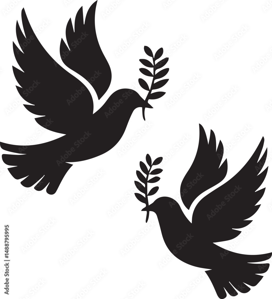 Fototapeta premium Flying Dove Vector Silhouette Design