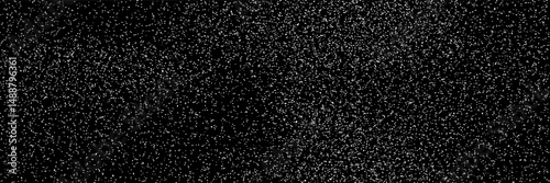 Sugar, salt powder or snow seamless bg. Sparling texture. White noise particles on black background. Vector illustration