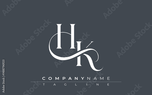 Initial HK Logo Design Vector. Elegant Monogram Logo Design with Decorative Elements and Typography