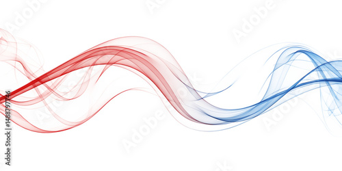 Abstract red and blue swirling smoke isolated on a white background