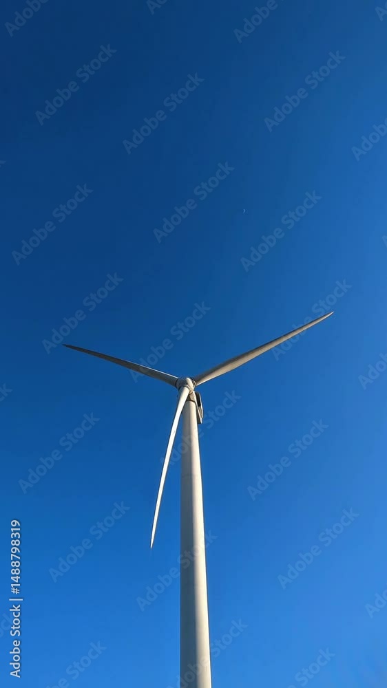 Wind turbines operating on a mountain against a blue sky background Wind turbines operating on a mountain against a blue sky background