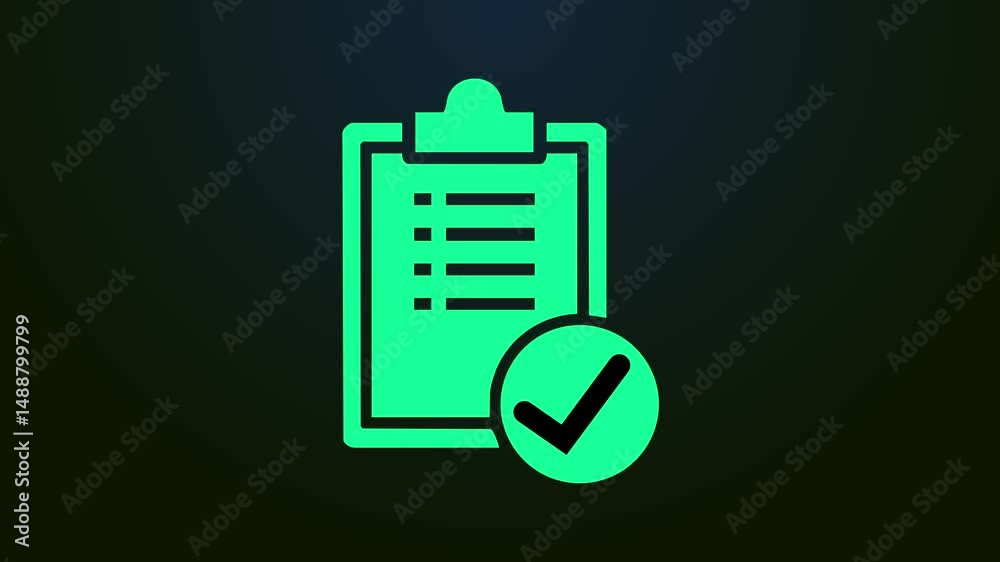 Todo list with check mark paper accept icon animation on gradient background.