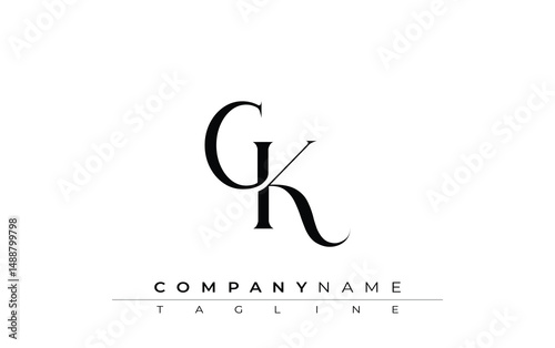 Initial GK Logo Design Vector. Elegant Monogram Logo Design with Decorative Elements and Typography