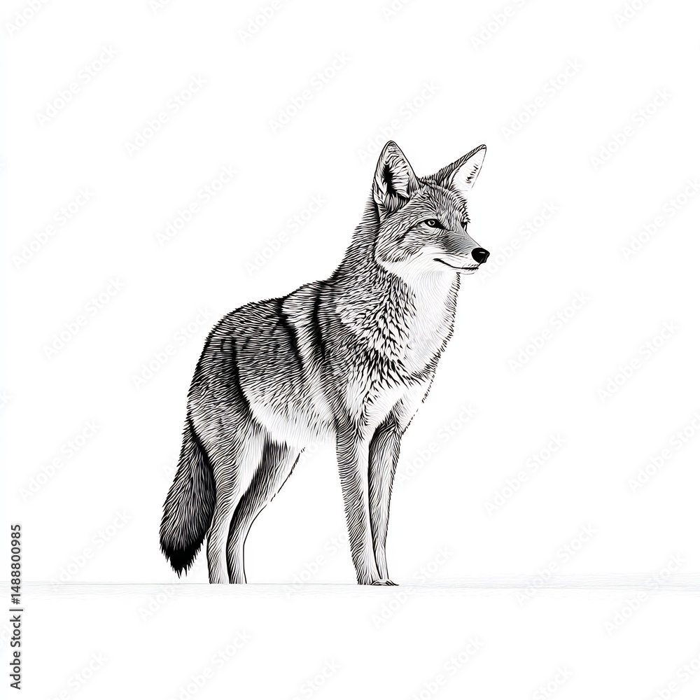 Fototapeta premium Coyote standing alert