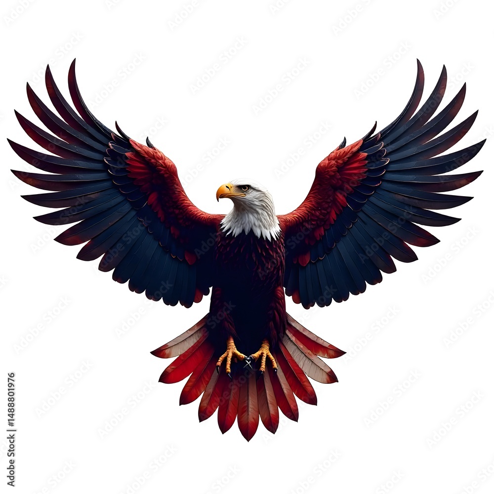 Obraz premium Stunning bald eagle artwork with colorful wings high resolution photo