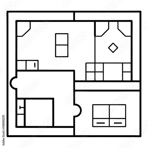 Floor plan vector illustration for architecture, real estate, and interior design
