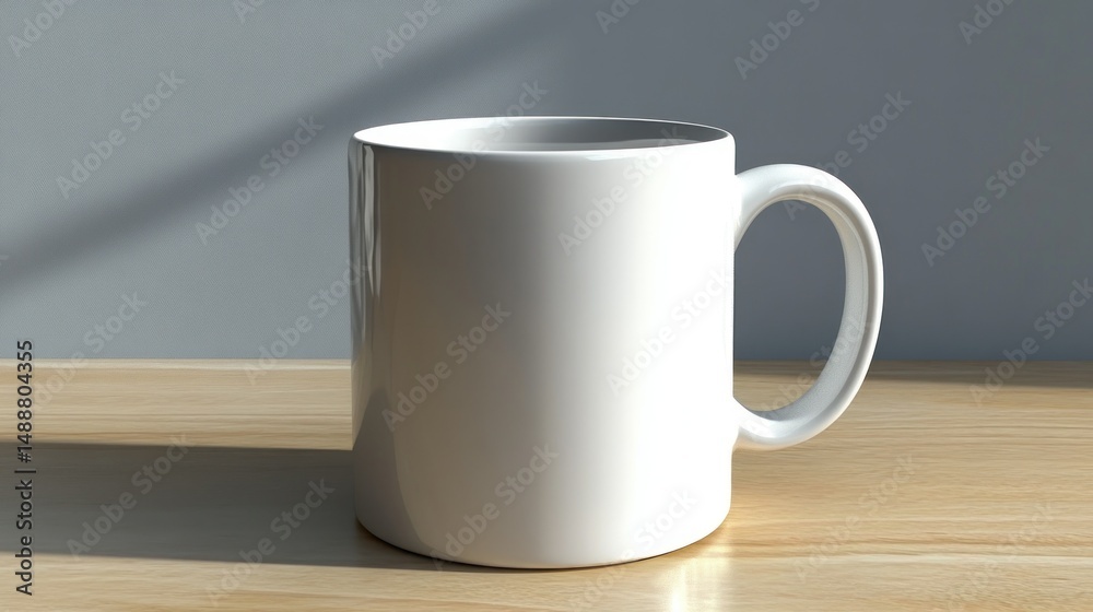 Obraz premium Blank white mug on light wood surface