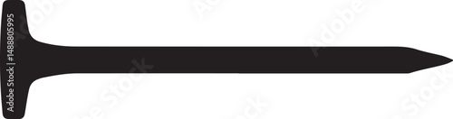 Black Silhouette of a T-Head Nail Isolated on White