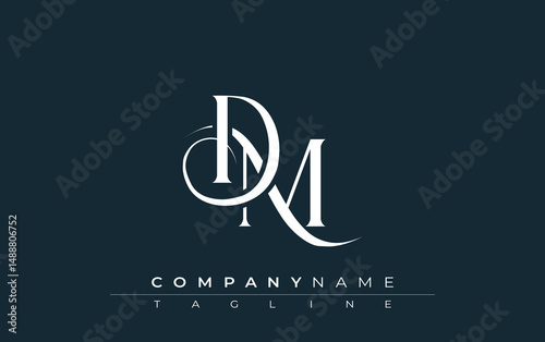 Initial DM Logo Design Vector. Elegant Monogram Logo Design with Decorative Elements and Typography