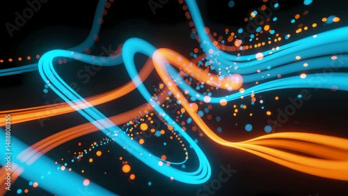Blue and orange abstract line art