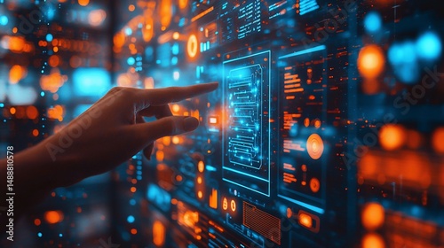 Interactive digital interface with data visualization photo