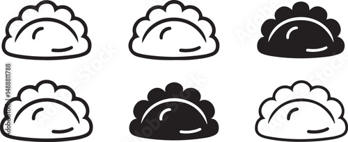 Six Variations of Pierogi Icons Black and White