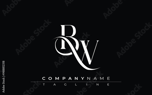 Initial BW Logo Design Vector. Elegant Monogram Logo Design with Decorative Elements and Typography