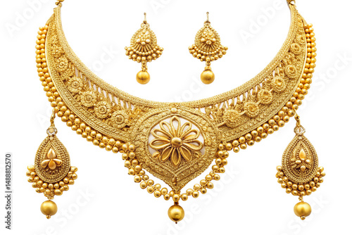 Luxurious gold necklace set intricate design