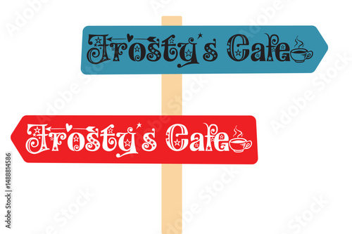 Frosty's Cafe, Christmas Directional Post Signs svg design