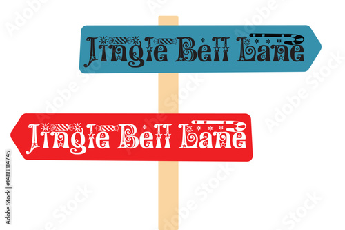 Jingle Bell Lane, Christmas Directional Post Signs svg design