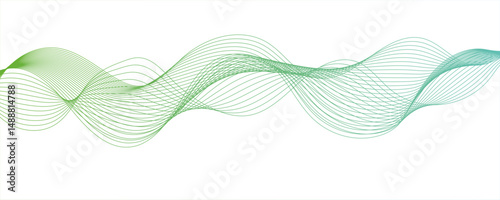 Abstract wave green  colorful element for design. Digital frequency track equalizer.Curve wave seamless pattern. Line art striped graphic template design.Vector illustration.