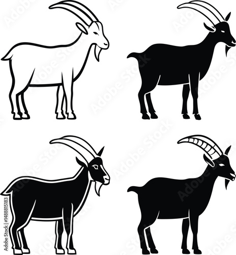 set of goat silhouettes