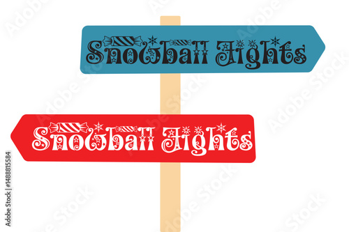 Snowball Fights, Christmas Directional Post Signs svg design