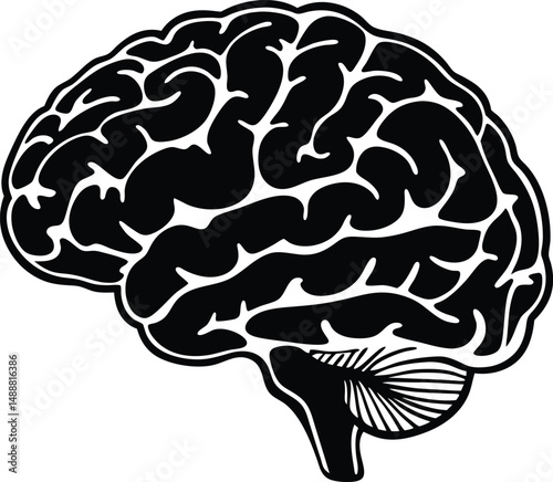 Human Brain Continuous One Line Silhouette Vector , brain vector illustration, power, wisdom, intellectual