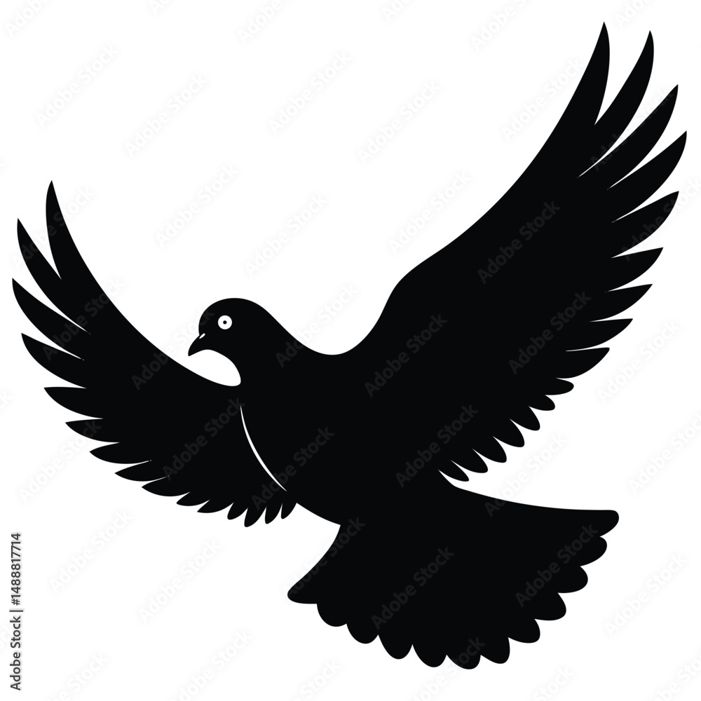 Obraz premium pigeon-flying-silhouette-vector-illustration-- (1).eps