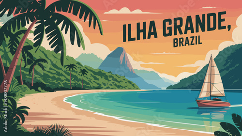 Ilha Grande Tropical Beach Scene – Brazil Coastal Poster