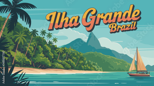 Ilha Grande Tropical Beach Scene – Brazil Coastal Poster