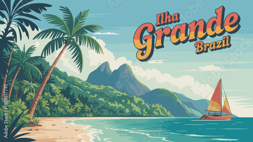 Ilha Grande Tropical Beach Scene – Brazil Coastal Poster