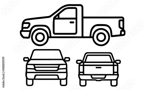 Pickup truck icon in three projections on a white background vector
Vector icon cars