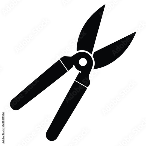 Black Garden Shears Silhouette Pruning Tool Illustration for Horticulture and Landscaping Projects