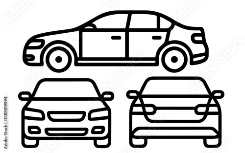 Icon passenger car sedan in three projections on a white background vector
Vector icon cars