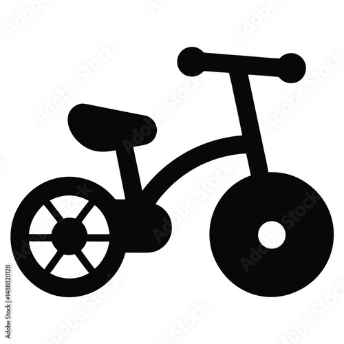 Black Silhouette Illustration of a Classic Tricycle Toy for Young Children