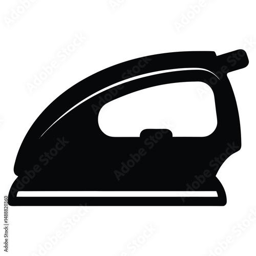 Black Silhouette of a Clothes Iron, Laundry Appliance, Home Appliance, Pressing Tool