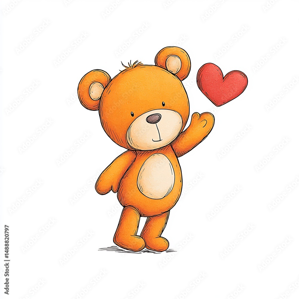 Fototapeta premium Teddy bear holding heart 
